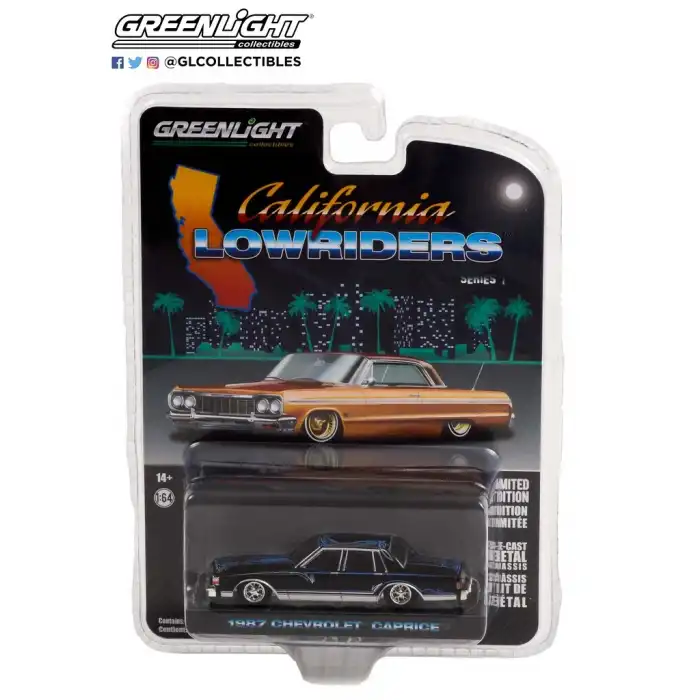 Greenlight 1/64 California Lowriders Series 1 - 1987 Chevrolet Caprice Lowrider - Custom Black Solid Pack 63010-D