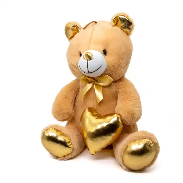 Halley Oyuncak Parlak Kumaş Kalp Tutan Peluş Ayı 40 Cm, 62501