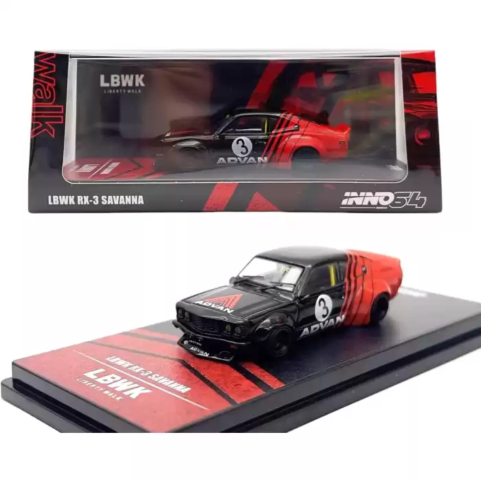 Inno 1/64 LBWK MAZDA RX3 SAVANNA ADVAN LIVERY IN64-LBWKRX3-02