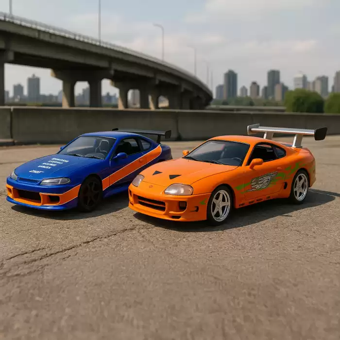 Jada F&F Legacy Series - 2001 Nissan Silvia & Brians Toyota Supra 1/32 İkili Araba Seti