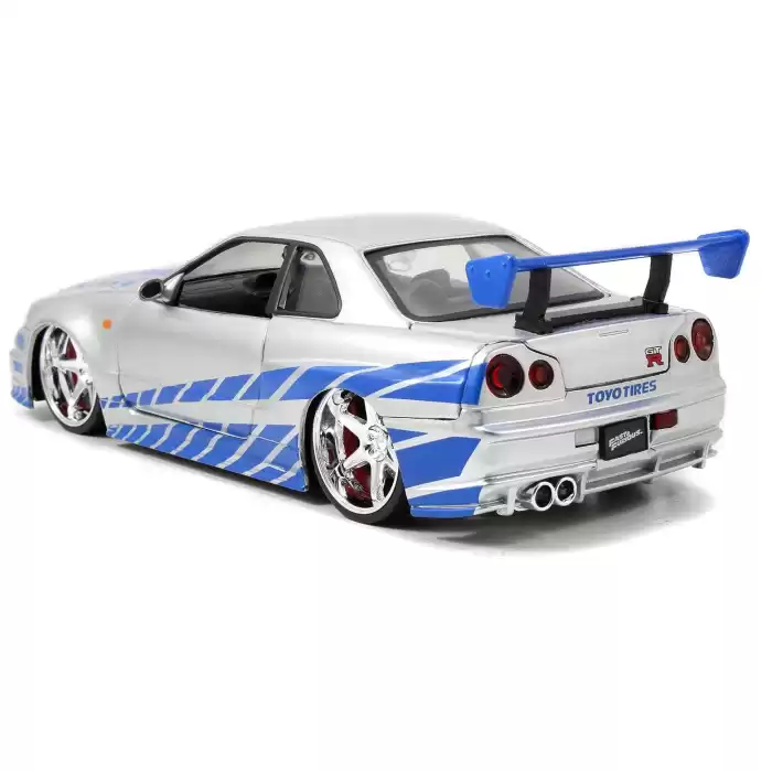 Jada Fast & Furious Brian’s Nissan Skyline GT-R (BNR34) 1:24 Gümüş-Mavi 97158
