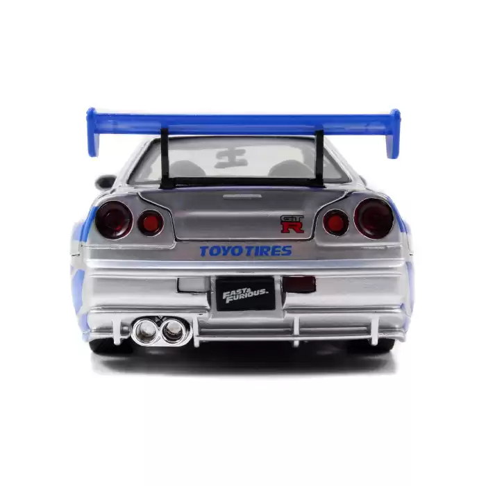 Jada Fast & Furious Brian’s Nissan Skyline GT-R (BNR34) 1:24 Gümüş-Mavi 97158
