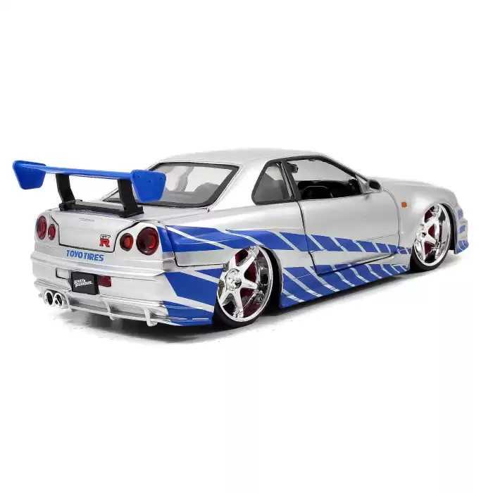 Jada Fast & Furious Brian’s Nissan Skyline GT-R (BNR34) 1:24 Gümüş-Mavi 97158