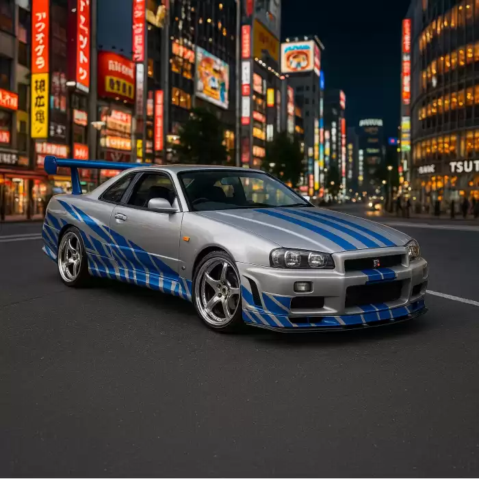 Jada Fast & Furious Brian’s Nissan Skyline GT-R (BNR34) 1:24 Gümüş-Mavi 97158