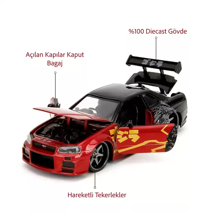 Jada Godzilla 2002 Nissan Skyline GT-R (R34) - 253253024