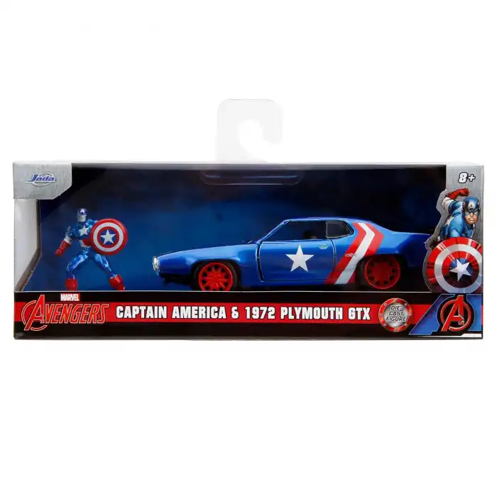 Jada Marvel Avengers 1:32 Diecast 1972 Plymouth GTX ve Captain America Figür