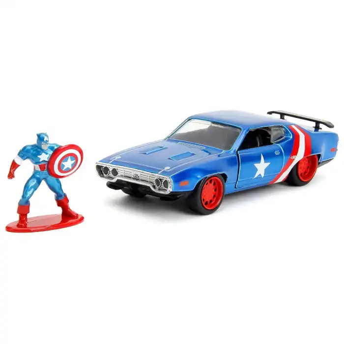Jada Marvel Avengers 1:32 Diecast 1972 Plymouth GTX ve Captain America Figür