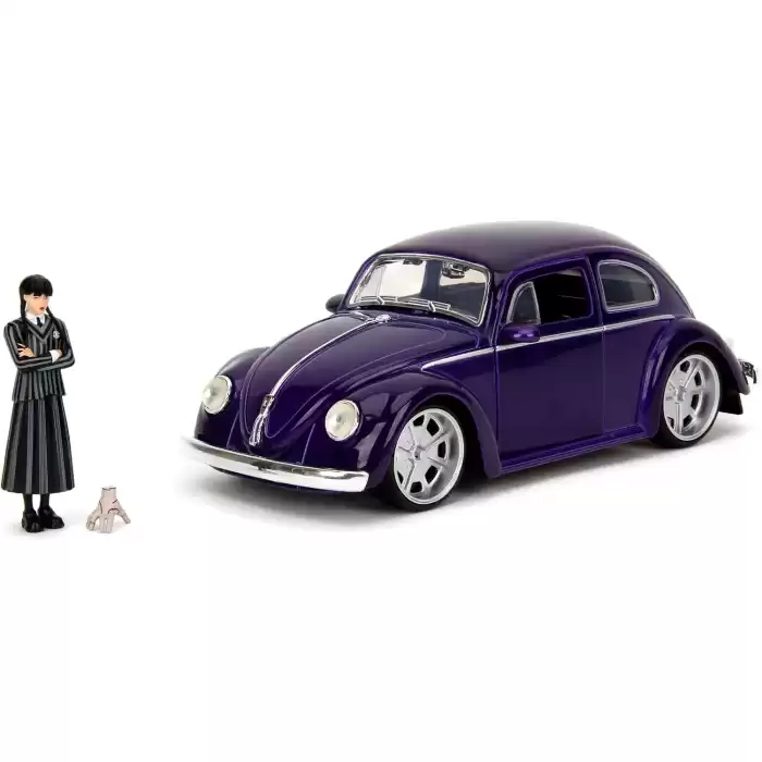 Jada Wednesday 1972 VW Beetle with Wednesday & Thing Figures