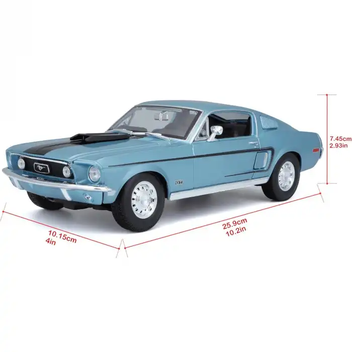 Maisto 1:18 1968 Ford Mustang GT Cobra Jet Diecast Model Araba Mavi - 31167
