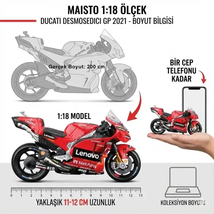 Maisto 1:18 Ducati Desmosedici GP 2021 Motosiklet Modeli - 36379