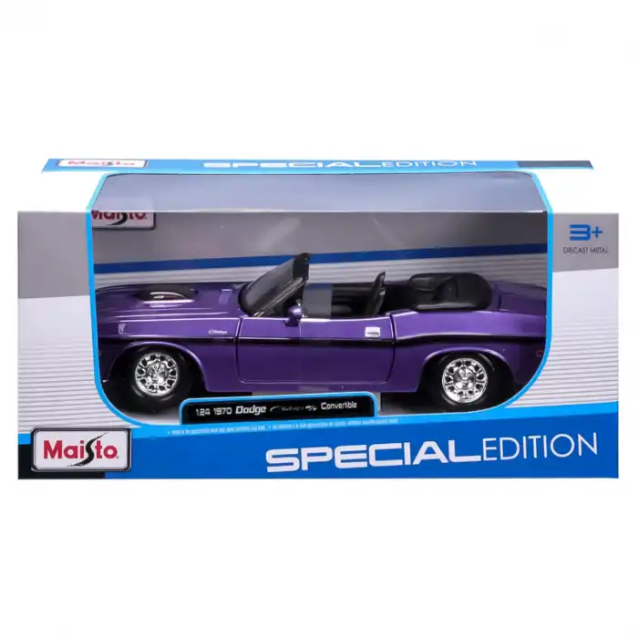 Maisto 1:24 1970 Dodge Challenger R/T Convertible Mor Metal Model Araba- 31264