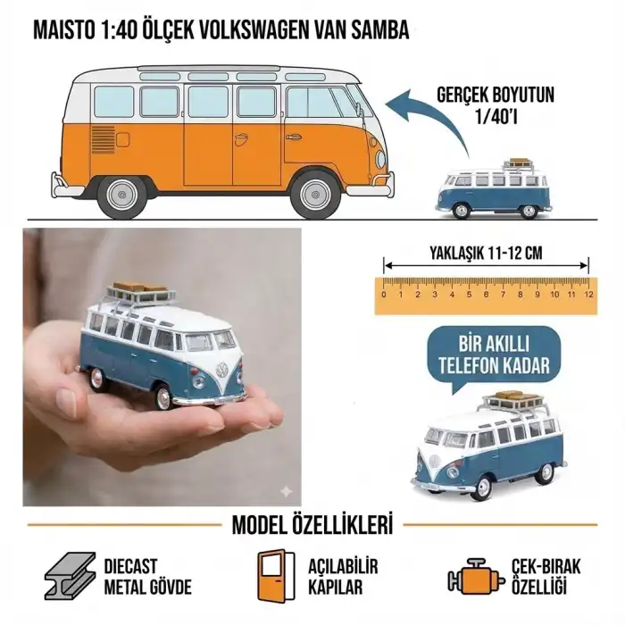 Maisto 1:40 Weekenders Volkswagen Van Samba Diecast Model Araba - 21237