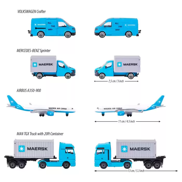 Majorette Maersk Logistik - 4 Araçlı Hediye Paketi - 212057290
