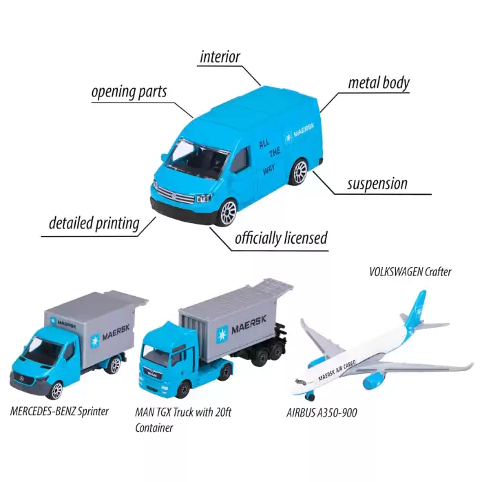 Majorette Maersk Logistik - 4 Araçlı Hediye Paketi - 212057290