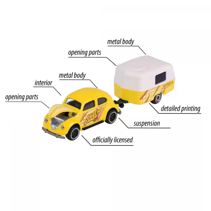 Majorette Volkswagen Original Trailer & Beetle