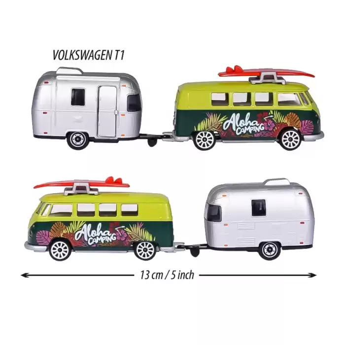 Majorette Volkswagen Original Trailer & T1 Yeşil
