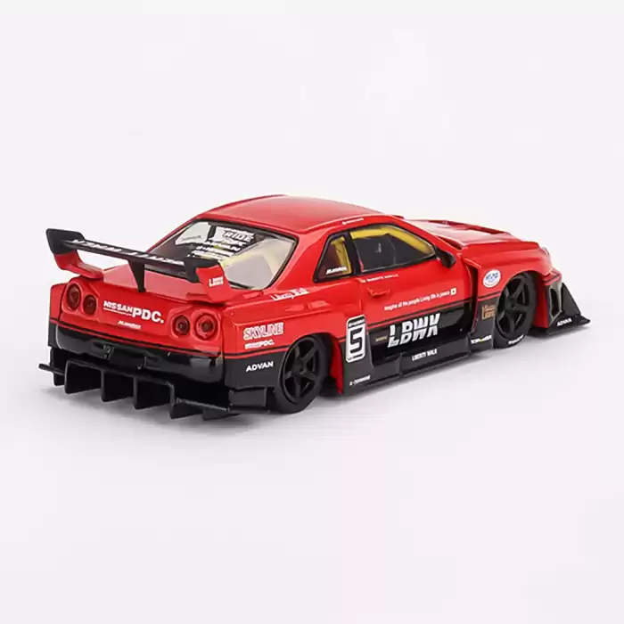 Mini GT 1/64 Nissan LB-ER34 Super Silhouette SKYLINE Red/Black - MGT00843
