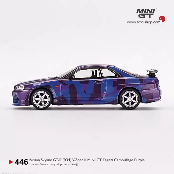 Mini GT Nissan Skyline GT-R (R34) V-Spec II MINI GT Digital Camouflage Purple - MGT00446