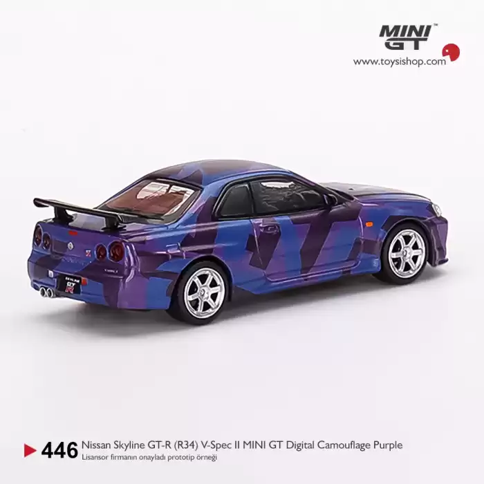 Mini GT Nissan Skyline GT-R (R34) V-Spec II MINI GT Digital Camouflage Purple - MGT00446