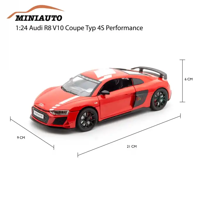 MINIAUTO 1:24 Audi R8 V10 Coupe Typ 4S Performance Kırmızı - 24273K