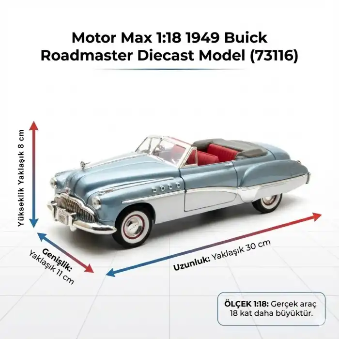 Motor Max 1:18 1949 Buick Roadmaster Diecast Model Araba - 73116