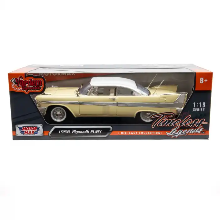 Motor Max 1:18 1958 Plymouth Fury Diecast Model Araba Sarı - 73115