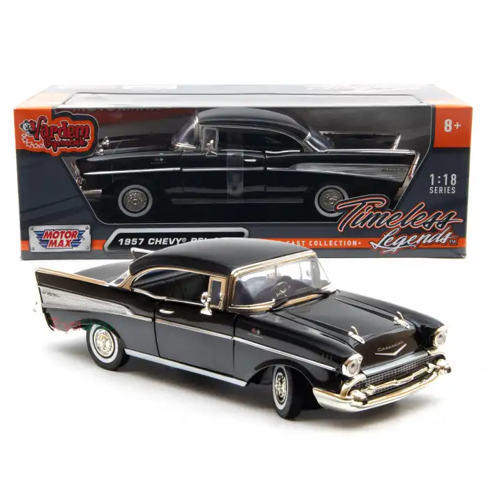 Motor Max 1:18 1957 Chevy Bel Air Siyah Klasik Model Araba - 73180