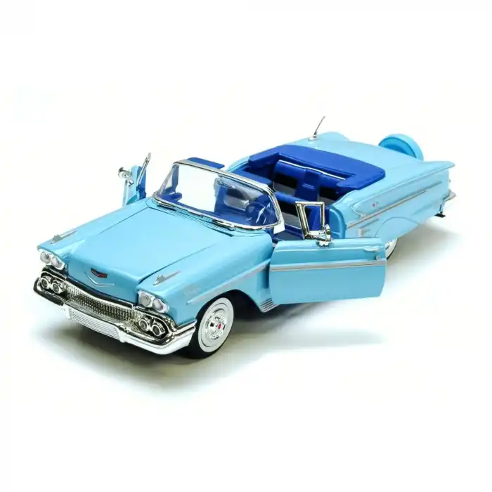 Motor Max 1:24 1958 Chevy Impala Mavi Metal Model Araba - 73267AC