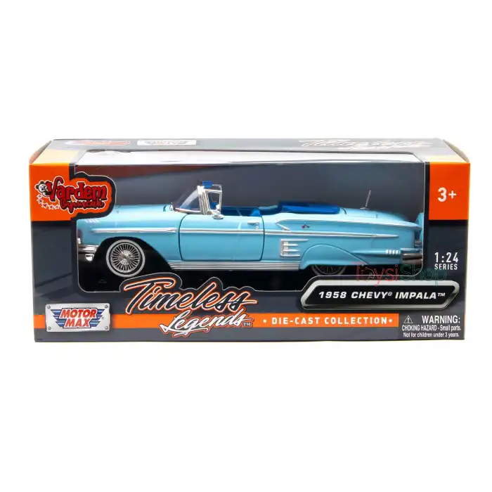 Motor Max 1:24 1958 Chevy Impala Mavi Metal Model Araba - 73267AC