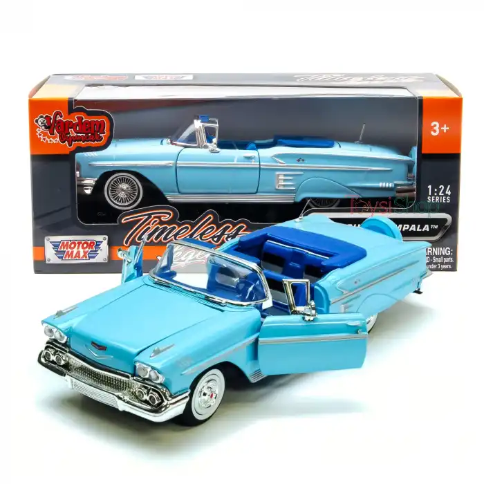 Motor Max 1:24 1958 Chevy Impala Mavi Metal Model Araba - 73267AC