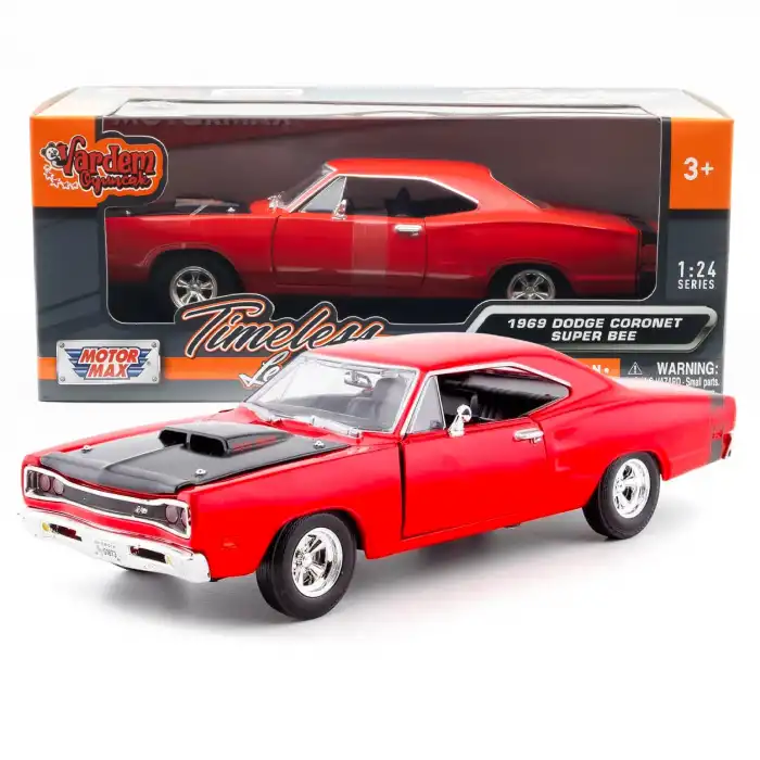 Motor Max 1:24 1969 Dodge Coronet Super Bee Diecast Model Araba Kırmızı - 73315