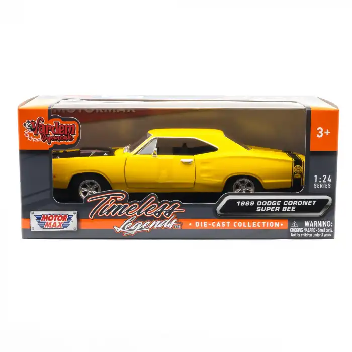 Motor Max 1:24 1969 Dodge Coronet Super Bee Diecast Model Araba Sarı - 73315