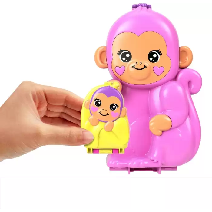 Polly Pocket 2si 1 Arada Anne Maymun ve bebeği Giyilebilir Çanta , HWP04