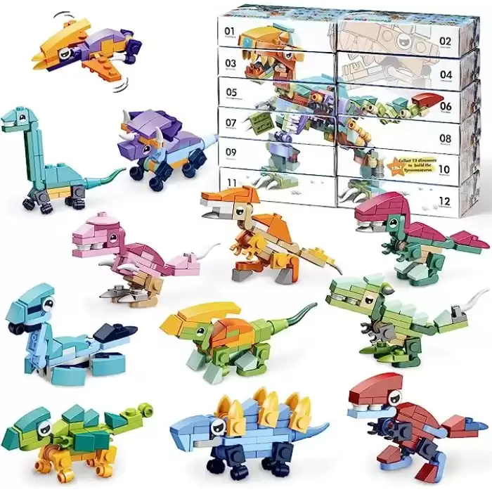 Bricks - 12 in 1 Dinozor Yapım Seti - Blok Oyuncak SM195B