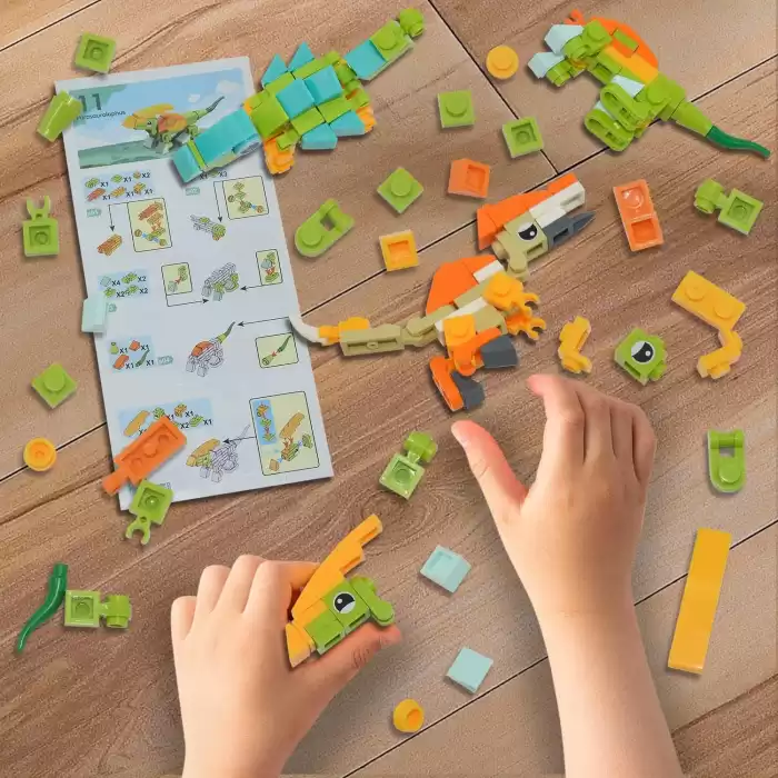 Bricks - 12 in 1 Dinozor Yapım Seti - Blok Oyuncak SM195B