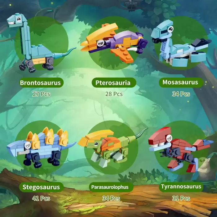 Bricks - 12 in 1 Dinozor Yapım Seti - Blok Oyuncak SM195B