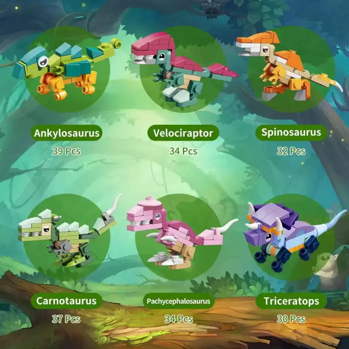 Bricks - 12 in 1 Dinozor Yapım Seti - Blok Oyuncak SM195B