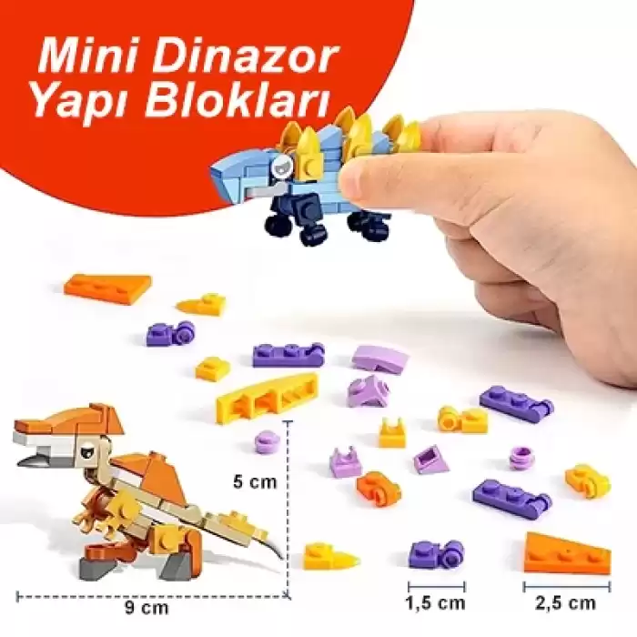 Bricks - 12 in 1 Dinozor Yapım Seti - Blok Oyuncak SM195B