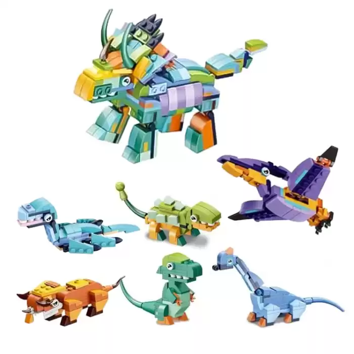 Kızılkaya Lego - Dinosaur 6 Farklı Dinozor Blok Oyuncak Yapım Seti - SM2550