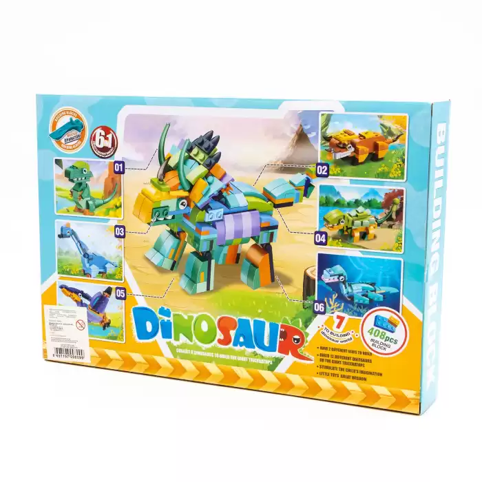 Kızılkaya - Dinosaur 6 Farklı Dinozor Blok Oyuncak Yapım Seti - 408 Parça SM2505