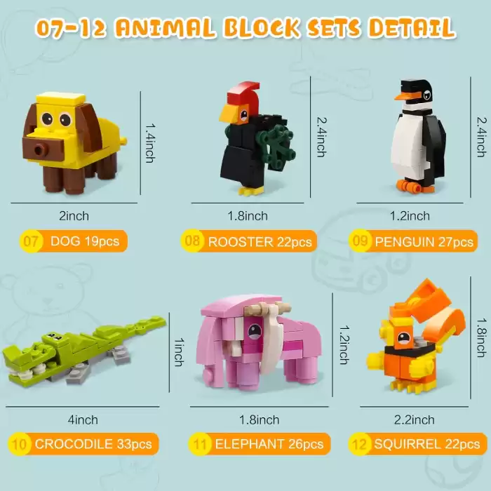 Bricks - Hayvan Krallığı Fil - 12 Farklı Blok Oyuncak Yapım Seti - SM206B