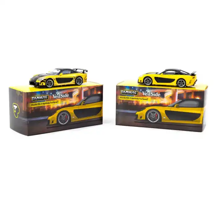 Tarmac Works 1/64 Mazda RX-7 VeilSide Fortune7 Yellow / Black - GLOBAL64