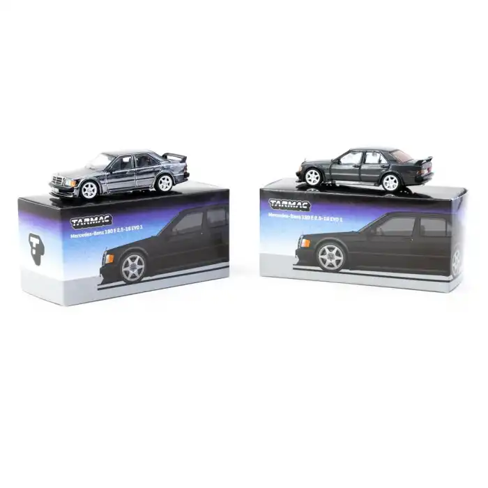 Tarmac Works 1/64 Mercedes-Benz 190 E 2.5-16 EVO 1 Blue-Black Metallic - GLOBAL64