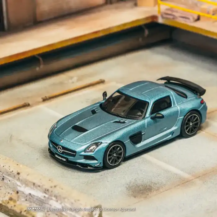 Tarmac Works 1/64 Mercedes-Benz SLS AMG Coupe Black Series Matte Blue - GLOBAL64