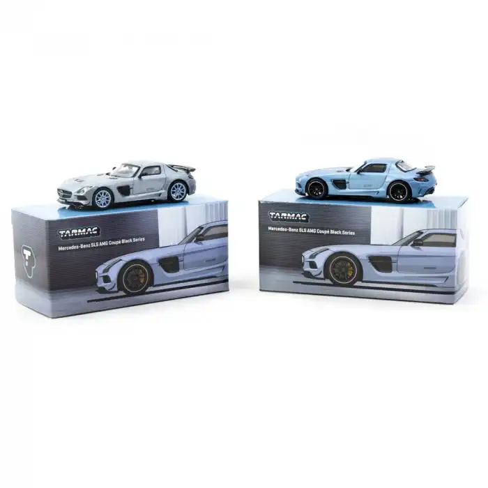 Tarmac Works 1/64 Mercedes-Benz SLS AMG Coupe Black Series Matte Blue - GLOBAL64