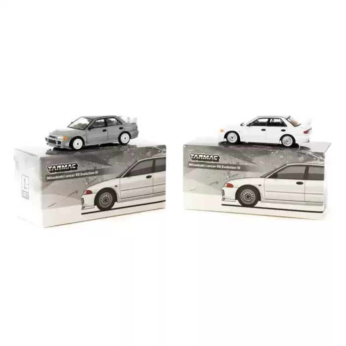 Tarmac Works 1/64 Mitsubishi Lancer RS Evolution III White - Lamley Special Edition - GLOBAL64 T64G-050-RS