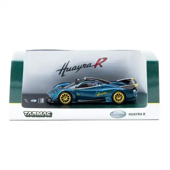 Tarmac Works 1/64 Pagani Huayra R Turquoise Carbon Fiber – USA Special Edition - GLOBAL64