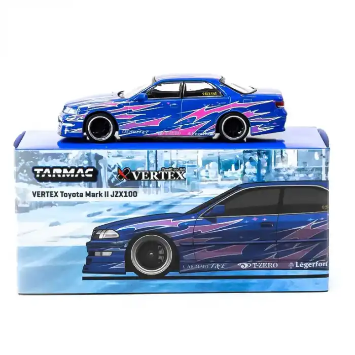 Tarmac Works 1/64 VERTEX Toyota Mark II JZX100 Blue Metallic - GLOBAL64 - T64G-024-BL
