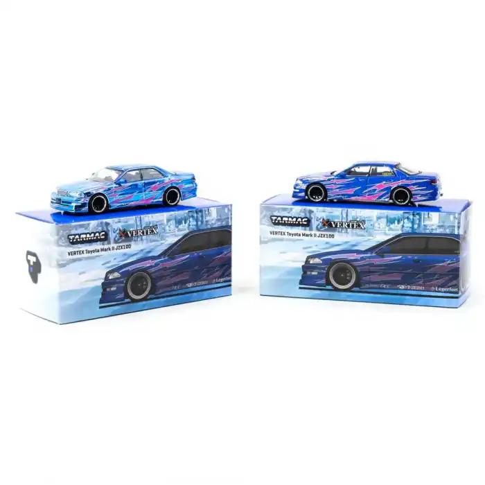 Tarmac Works 1/64 VERTEX Toyota Mark II JZX100 Blue Metallic - GLOBAL64 - T64G-024-BL