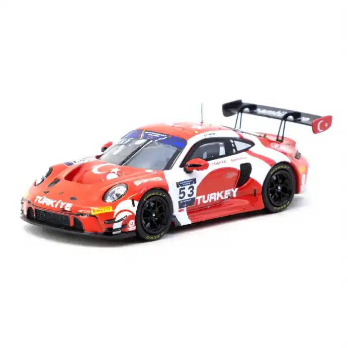 Tarmac Works X iXO Models 1/64 Porsche 911 GT3 R FIA Motorsport Games GT Sprint 2024 #53 Winner - Turkey Special Edition – HOBBY64